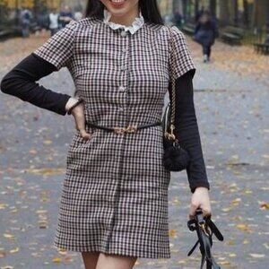 Maje Embellished tweed mini shirt dress